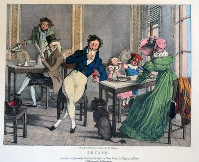 Le Cafe, veröffentlicht von Rodwell und Martin, 1820 von John James Chalon